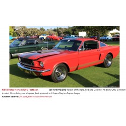 Shelby 350 GT  Hertz   , peinture rouge à bandes shelby  Or